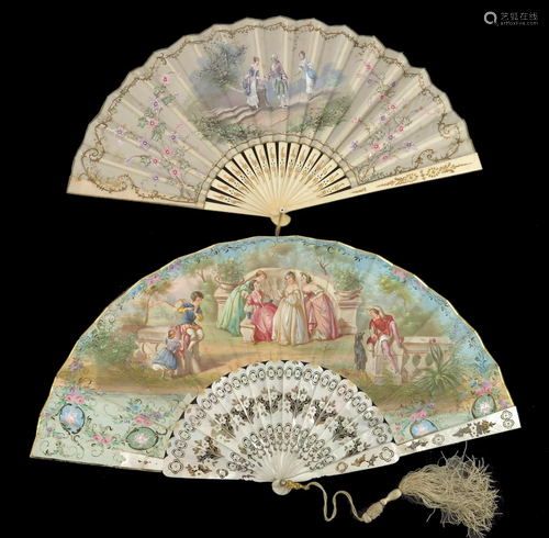 An early 20th century bone fan, lightly