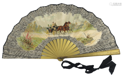 A large late 19th century fan showing Au