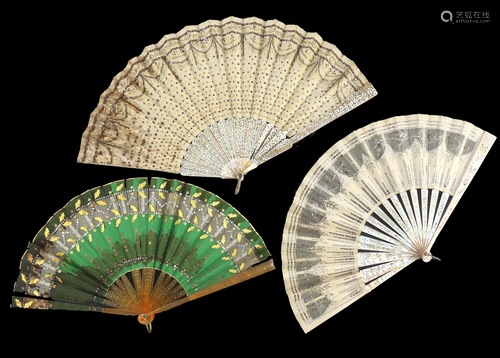 Three decorative fans from 1900 to the 1