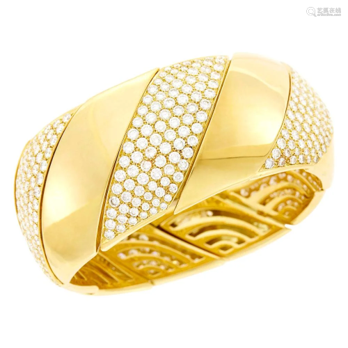 Gold and Diamond Cuff Bracelet