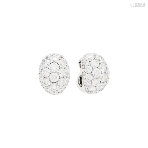 Graff Pair of White Gold and Diamond Dome Earclips