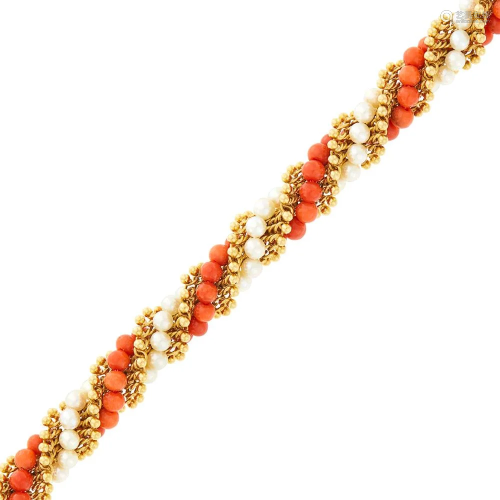 Van Cleef & Arpels Twisted Gold, Coral Bead and