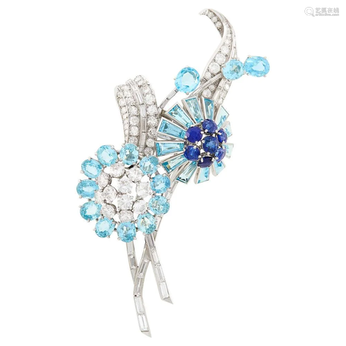 Chaumet Paris Platinum, Aquamarine, Sapphire and