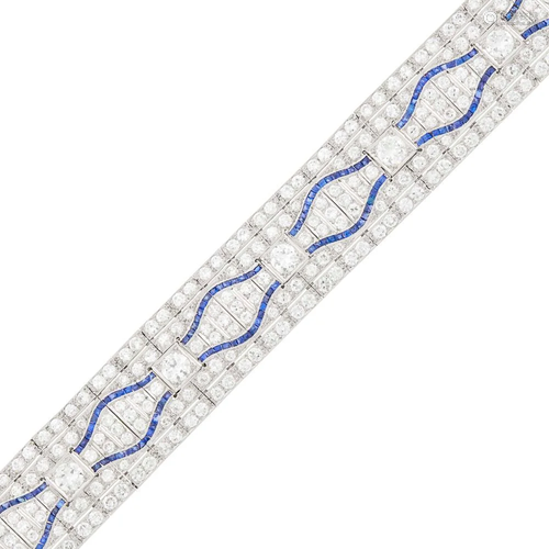 Platinum, Diamond and Sapphire Bracelet