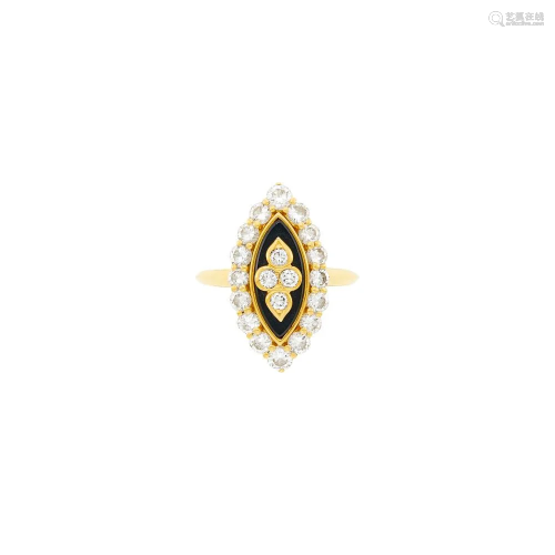 Van Cleef & Arpels Gold, Diamond and Black Onyx Ring,