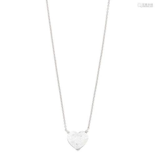 White Gold and Diamond Heart Pendant-Necklace