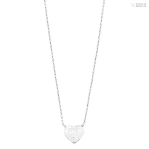 White Gold and Diamond Heart Pendant-Necklace