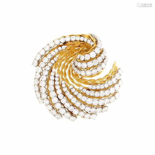 Van Cleef & Arpels Platinum, Gold and Diamond Swirl