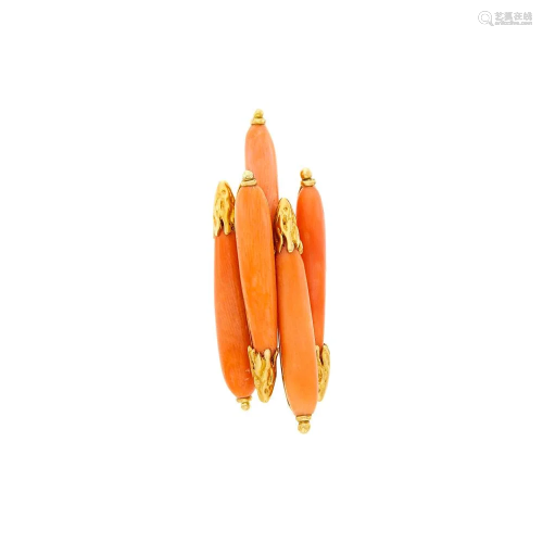 Sterlé Paris Gold and Coral Ring
