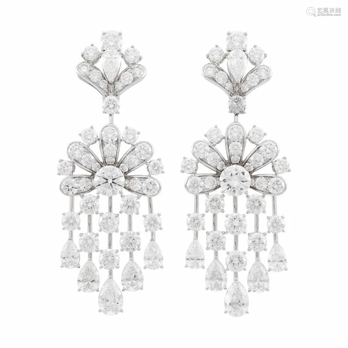 Graff Pair of Platinum and Diamond 'Waterfall'