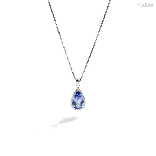 A tanzanite and diamond pendant