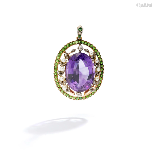 An early 20th century gem-set pendant, circa 1910