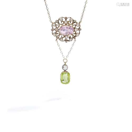 An early 20th century pink sapphire, diamond and