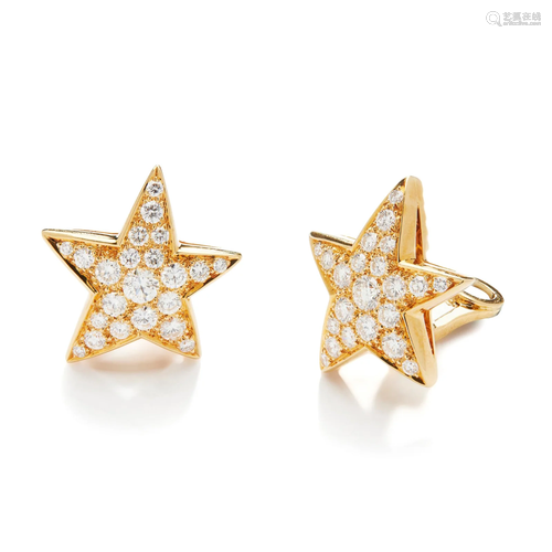 A pair of diamond 'Comete' earrings, by Chanel