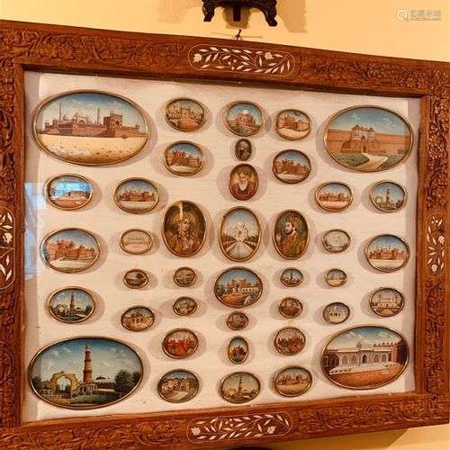 Importante collection de 40 miniatures indiennes représentan...