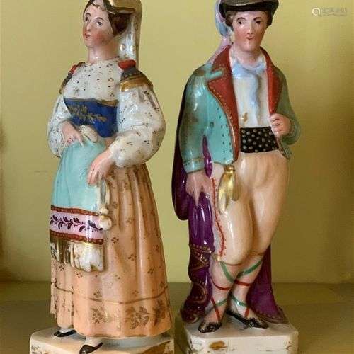 Jacob PETIT (1796-1868) Paire de statuettes en porcelaine po...