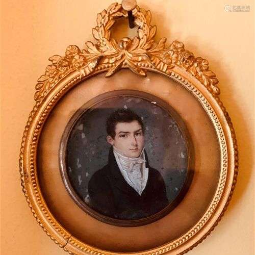Ecole FRANCAISE du début du XIXe siècle Portrait de jeune ho...