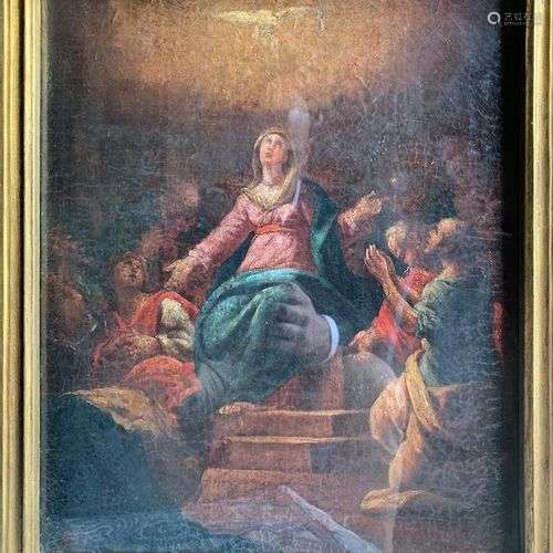 Ecole ITALIENNE du XVIIIe siècle Pentecôte Huile sur toile 4...
