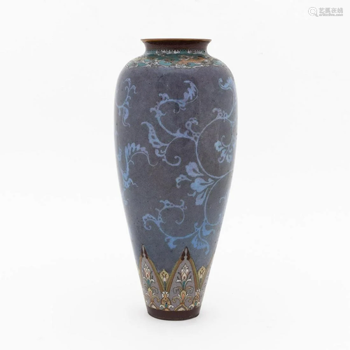 JAPANESE MEIJI FOLIATE ENAMELED & CLOISONNE VASE