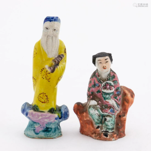 CHINESE TWO MINIATURE PORCELAIN IMMORTAL FIGURES