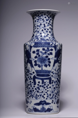 Qing Dynasty - Blue White Boy 'Magpie & red plum' Vase