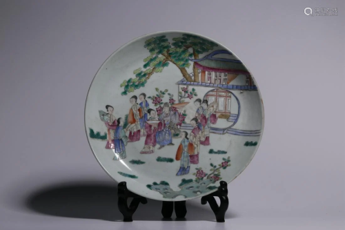 Qing Dynasty - Famille Rose 'Character Story' Plate