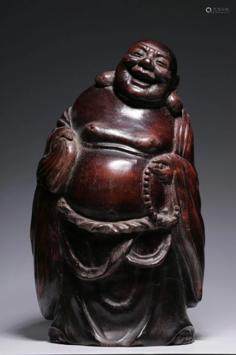 Qing Dynasty - Bamboo Maitreya Standing Figure