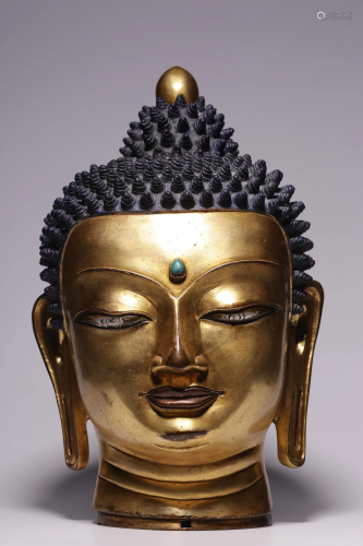 Qing Dynasty - Gilt Bronze Silver Eyes Inlaid Gautama
