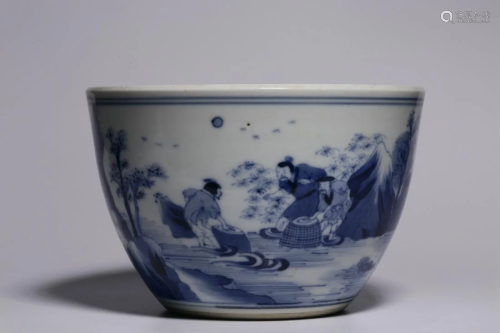 Qing Dynasty - Blue White fisherman Washer
