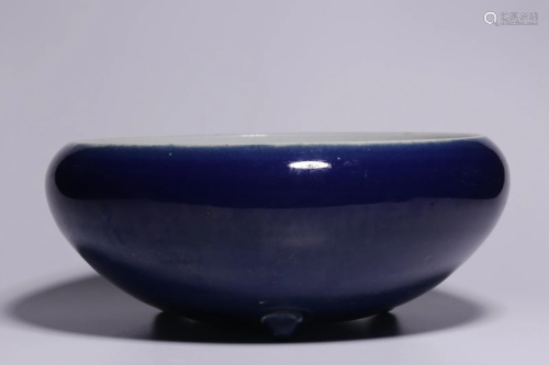 Qing Dynasty - A Large Blue Glazed Washer