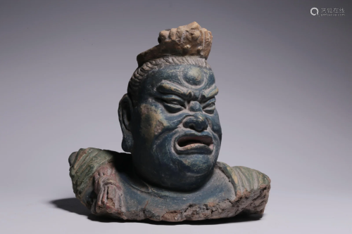Before Ming Dynasty - Clay Color Painted Nio Half Body