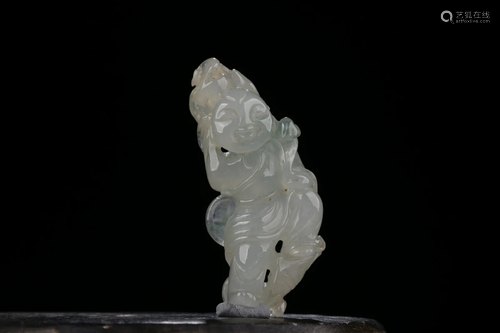 Qing Dynasty - Jadeite Boy Pendant