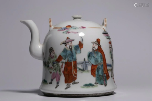 Qing Dynasty - Famille Rose 'Character Story' Teapot