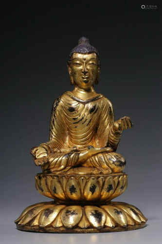 Qing Dynasty - Swat Style Gilt Bronze Gautama Sitting