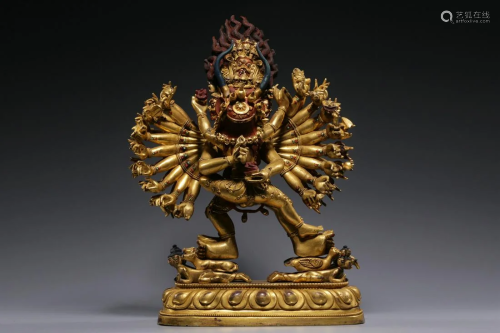 Qing Dynasty - Gilt Bronze Yamantaka Standing Figure