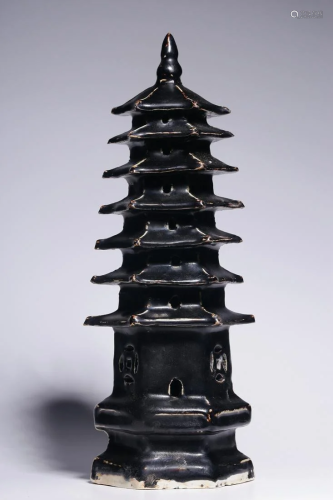 Song Dynasty - Cizhou ware Black Glazed Pagoda