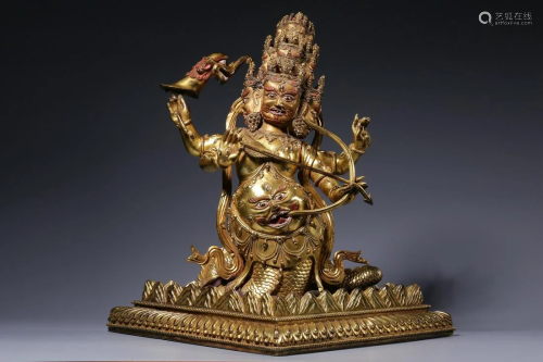 Qing Dynasty - Gilt Bronze Rahula Figure