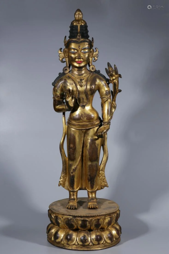 Qing Dynasty - Pala Style Gilt Bronze Padmasambhava