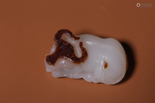 Hetian White Jade with Russet Skin Cow
