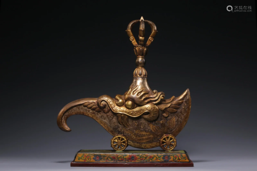 Qing Dynasty - Gilt Bronze Vajra Trigug