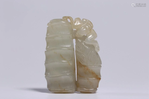 Qing Dynasty - Hetian White Jade Ornament