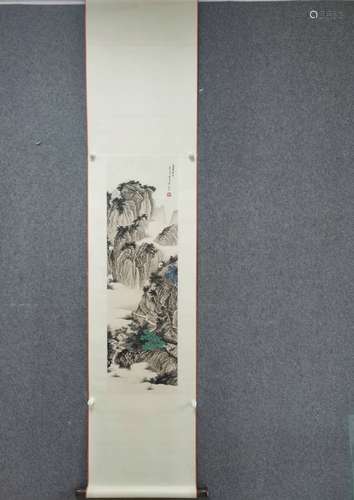 Chinese Landscape Painting Scroll, Bai Xueshi Mark