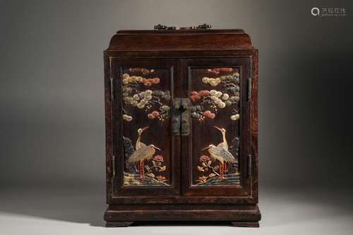 Hardstone Inlaid Sandalwood Cabinet