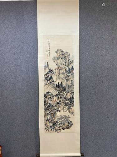 Chines Landscape Painting Scroll, Wu Qinmu Mark