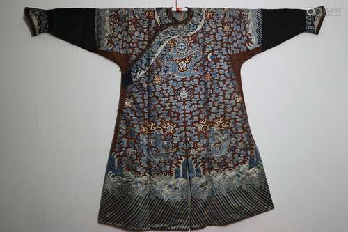 Embroidered Imperial Dragon Robe - Qing Dyn. Qianlong Period