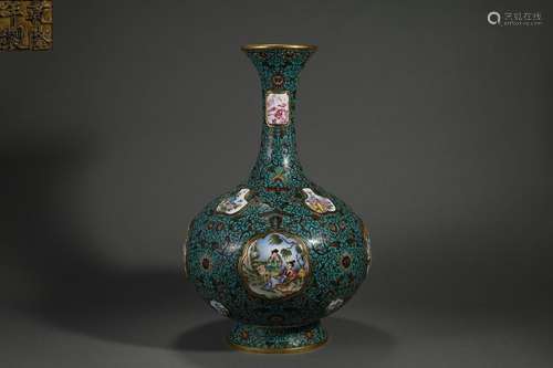 Cloisonne Enamel Figure Vase