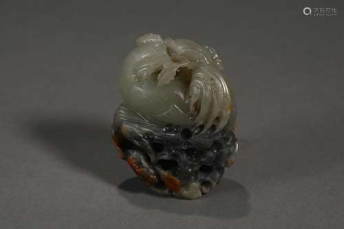 Mottled Jade Carving Of Rooster