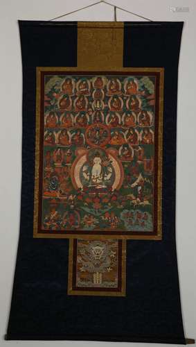 Painted Thangka Of Four-Armed Avalokitesvara