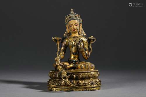 Gilt Bronze Figure Of Green Tara