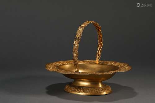 Gilt Bronze Grape And Squirrel Bucket